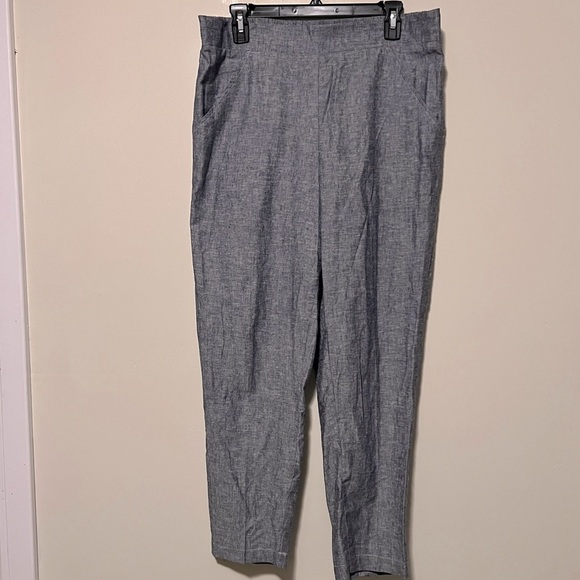 Women’s Cass Mode New York gray elastic waist linen pocket Pants size 12 - Picture 1 of 7